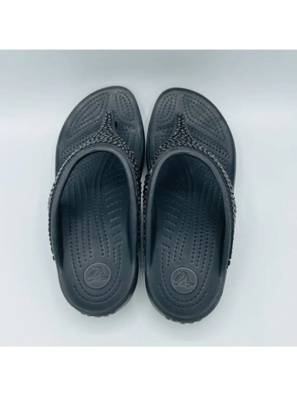 Crocs Shoes Womens Size 7 Black Slip On Thong Sandals Comfort Lightweight - Picture 8 of 11